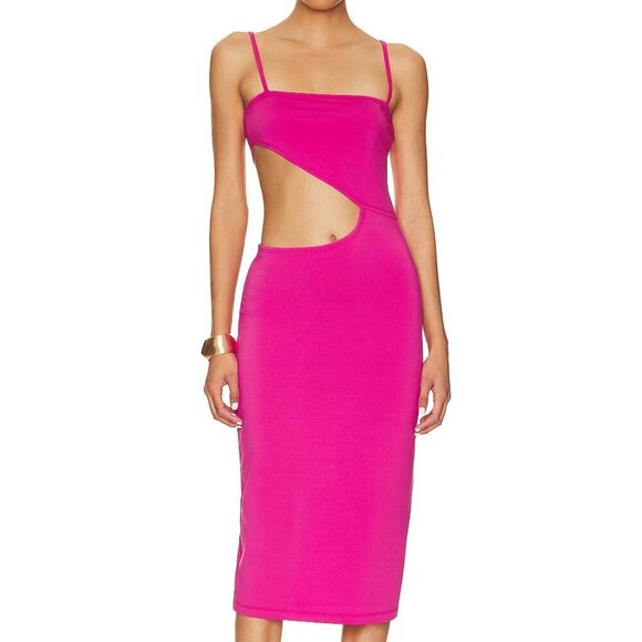 New Solid & Striped The Cameron Spaghetti Straps Hibiscus Midi Dress NWT Small - Picture 1 of 9